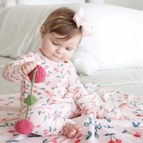 Cherry On Top Bamboo Waffle Convertible Zip Romper