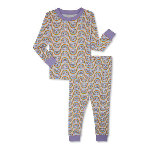 Wonder Nation Toddler Cotton Long Sleeve Sleep Tee and Pants Pajama Set, 2-Piece, Sizes 12M-5T