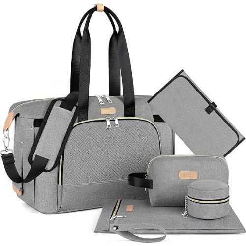 ITIEZY Diaper Bag Tote for Baby - Large Mommy Bag with Portable Changing Pad Pacifier Case, Hospital Bags Travel Baby Bag