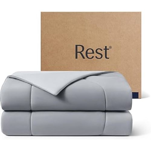 REST® Evercool® Cooling Comforter, Twin/Twin XL, Blanket for Hot Sleepers, All Season Bedding to Keep Cool for Night Sweats, Breathable Lightweight Blanket, 68"x90" Inches, Cool Gray