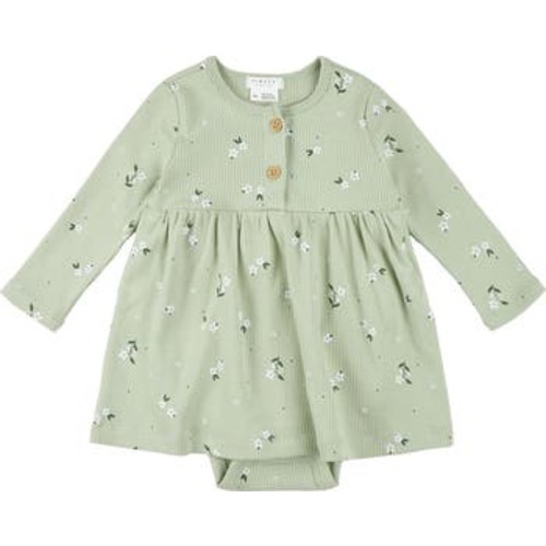 Floral Long Sleeve Cotton Skirted Bodysuit, 3M