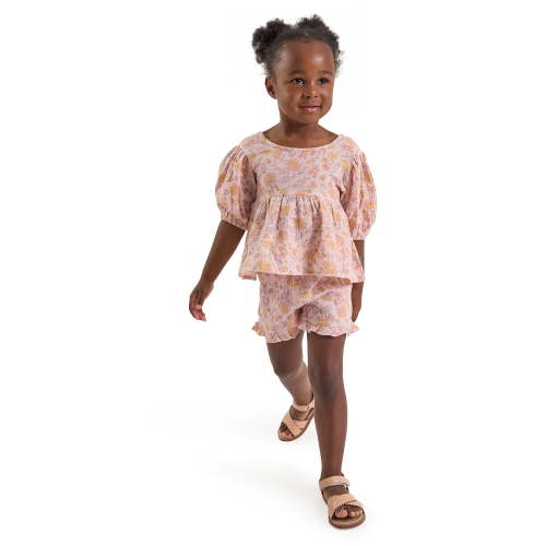 Modern Moments by Gerber Toddler Girl Top and Short Outfit Set with Crossback Detail, 2-Piece, Sizes 12 Months - 5T