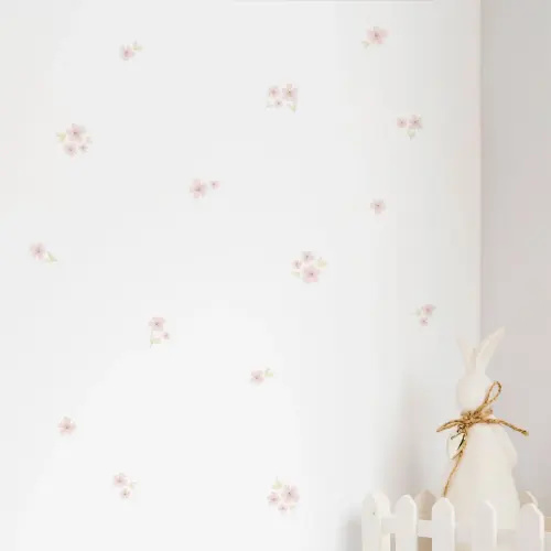 Watercolor Flower Wall Decals | Removable Pink Floral Stickers for Boho Home Decor, Nursery & Girls Bedroom Walls. Soft pink Flower decor.