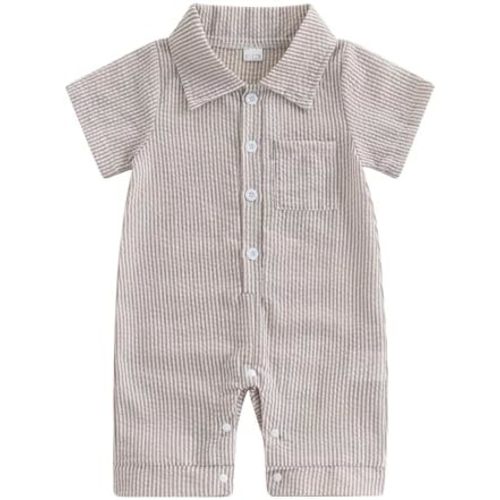 Newborn Baby Boy Dress Clothes Short Sleeve Button Romper Formal One Piece Outfit Gentleman Summer Clothing