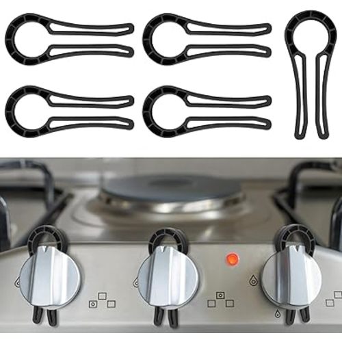 Stove Knob Safety Locks – Gas Stove Oven Knob Safety Covers –Child and Pets Proofing Locks (5 Pack) Black