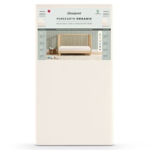 Beautyrest PureEarth Certified Organic Standard Crib & Toddler Hybrid Mattress 4": Firm, Latex Foam, Breathable