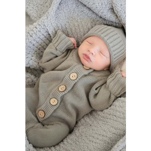 Knit Sweater Button Romper | Smoke