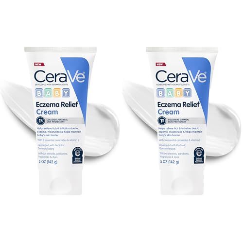 CeraVe Baby Eczema Relief Cream, 1% Colloidal Oatmeal Cream with Vitamin E & Ceramides, Soothes & Calms Itchy Skin, Developed with Pediatric Dermatologist, Fragrance Free, 5oz, (Pack of 2)