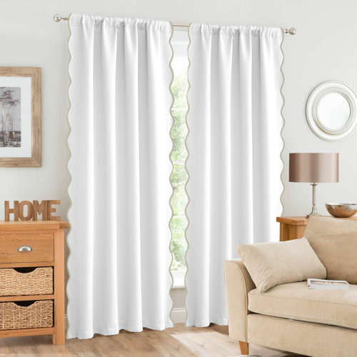 Winston Porter Ari Scallop Edge Window Curtains 52"W X 84"L X 2 Panel Set,Scallop Trim Drape Panel, Blackout Thermal Insulated, Decorative Drapes For Living Room, Bedroom & Reviews | Wayfair