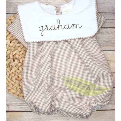 Gingham Baby Bubble, Unisex Baby Bubble, Gingham Baby Romper, Fall Baby Bubble, Baby Thanksgiving Bubble, Fall Bubble, Custom Bubble Romper