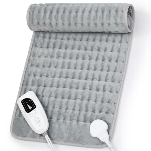 Heating Pad,Electric Heating Pads,Heating Pad for Back,Silvergray,24x12In | Heating Pads for Shoulder,Neck,Abdomen,Knee,Arms,Legs,Heat Pad for Birthday Father Mother Gift Women Men,6 Heat Settings