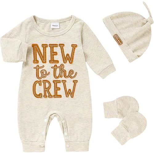 Newborn Romper Baby Boy Cotton Jumpsuit New Baby Hat Gloves Romper Coming Home Clothes Outfits