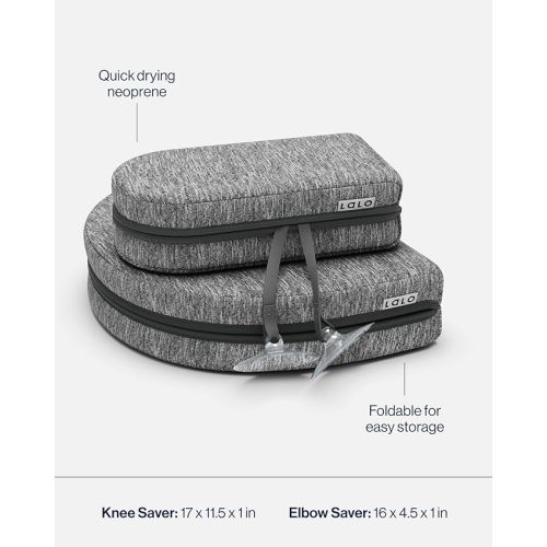 Lalo Knee & Elbow Saver - Foldable Padded Cushions for Bathtime, Quick-Dry, Suction Cups for Stability, Bath Kneeler Rest Set 17 x 11.5 in Knee Pad & 16 x 4.5 in Elbow Pad - Heather Grey