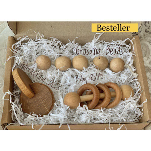 Essential Montessori Baby Interlocking Discs Montessori Infant Toys Wooden Toy Montessori wooden Toy Baby Shower Gift Set