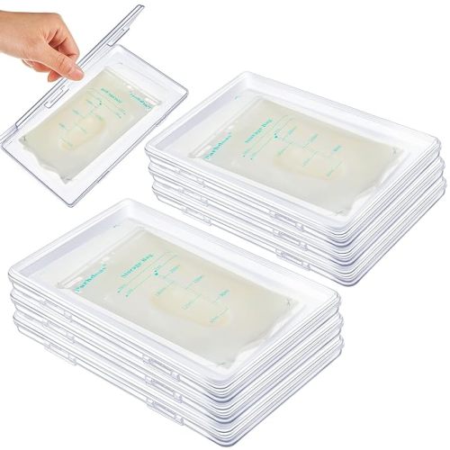 Hushee 12 Pcs Flat Breast Milk Freezer Storage Organizer Trays Clear