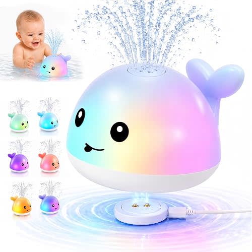 Gigilli Baby Bath Toys for Kids Ages 1-3, Light Up Whale Bath Toy Sprinkler
