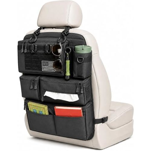Backseat Car Organizer, Tactical MOLLE Seat Back Organizer with 6 Pockets