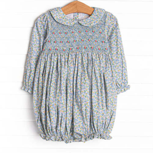 Prim Petals Smocked Bubble, Blue – Stitchy Fish