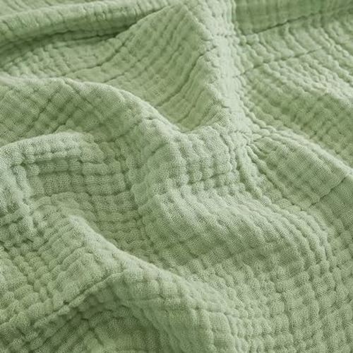 EMME Muslin Blankets for Adults Throw Blanket for Couch Breathable Gauze Soft Lightweight Airy Sage Green Throw 50" x 60"