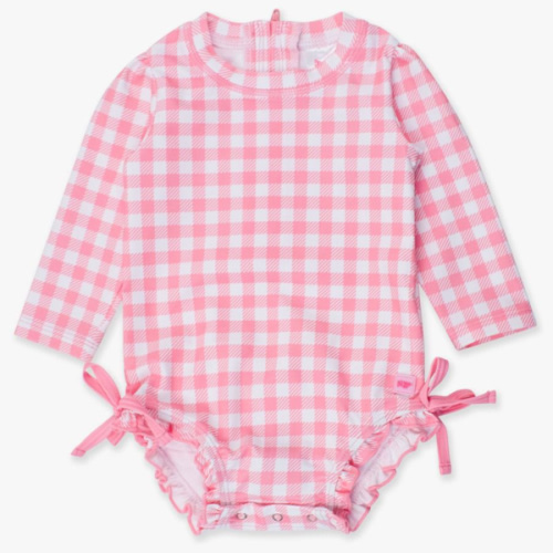 Gingham Long Sleeve One Piece Rash Guard
