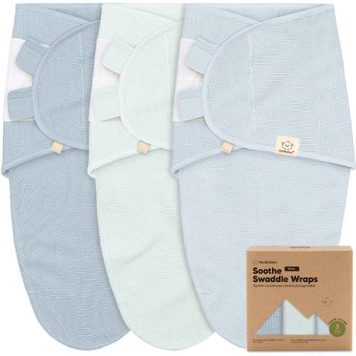 3pk Soothe Wren Swaddle Sleep Sacks, Organic Newborn Swaddles Wrap 0-3 Months, Soft Baby Wearable Blanket (Glacier, One Size)