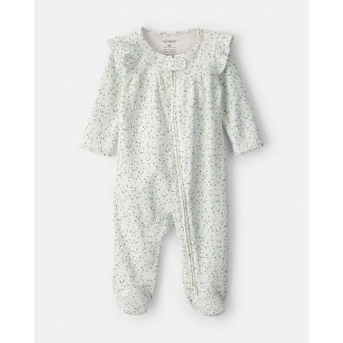 Baby Girl Floral 2-Way Zip 100% Cotton Sleep & Play Pajama - Green/Ivory | Carter's