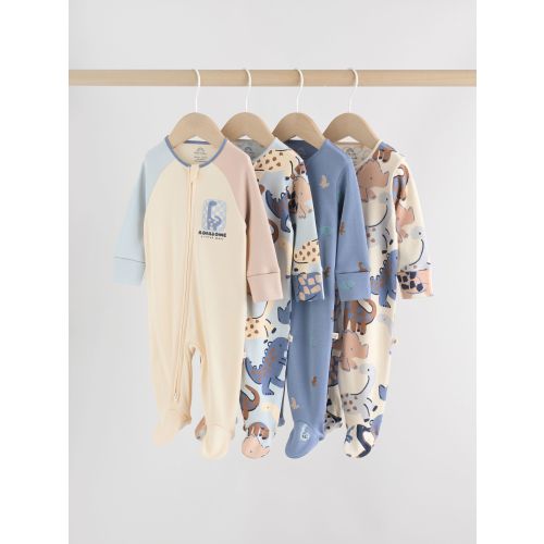 Navy Baby Two Way Zip Sleepsuits 4 Pack (0mths-2yrs)