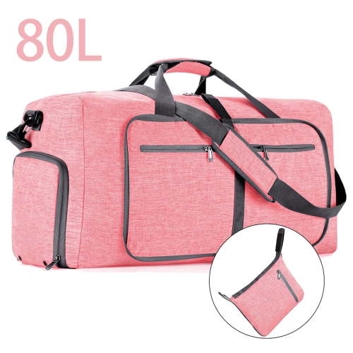 XUEYU 28" Large Travel Duffle Bag for Men, 80L Foldable Travel Duffel Bag with Shoes Compartment, Overnight Bag for Men Women Waterproof, Travel Bag for Traveling Camping Touring, Pink