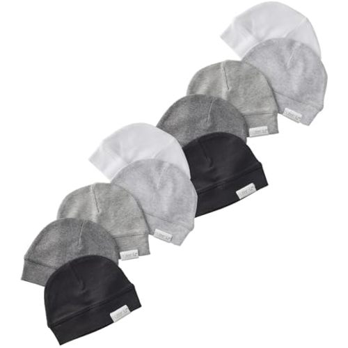 Charlie 10-Pack Caps 100% Organic Cotton Beanie Hats for Newborn and Baby Girls, Boys, Unisex​