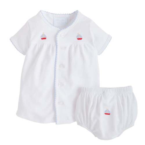 Pinpoint Layette Knit Set - Sailboat