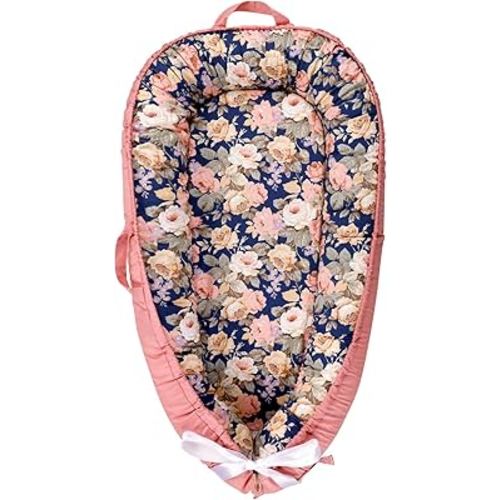 TANOFAR Baby Nests - Cozy Portable and Washable Baby Lounger Cfor Newborn,100% Breathable Cotton Soft Baby Nest Cover for Infants & Newborn as Baby Gift(Rose)