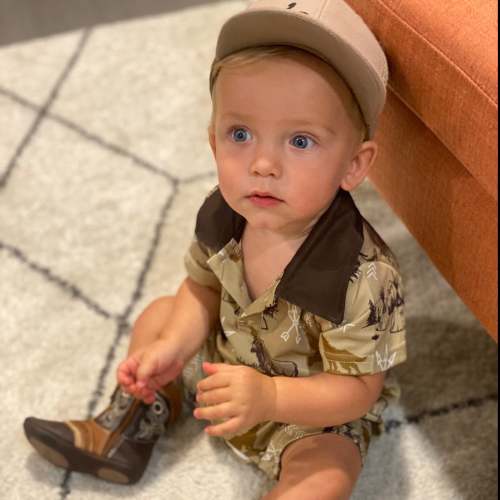 BOYS ROMPER INDIAN GREEN PRINT