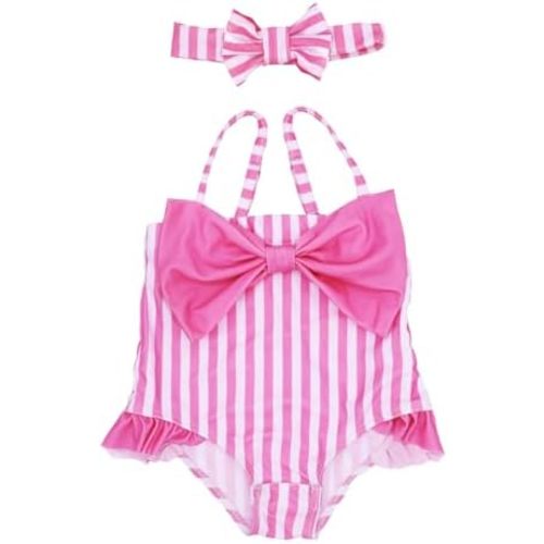 Toddler Girl Swimsuit UPF 50+ One-Piece Rash Guard with Button - Long Sleeve Sun Protection Swimwear