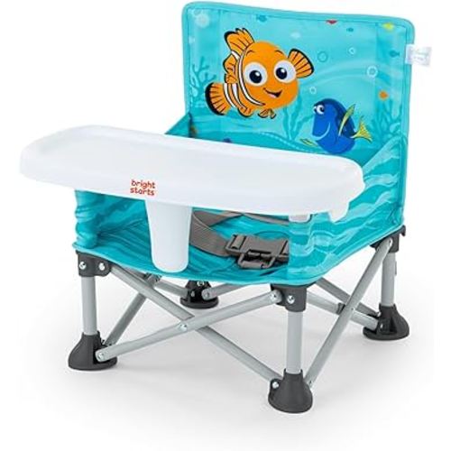Bright Starts Disney Finding Nemo Pop 'N Sit Portable Booster, Indoor/Outdoor Use, Floor Seat with Feeding Tray, 6 Mos - 3 Yrs