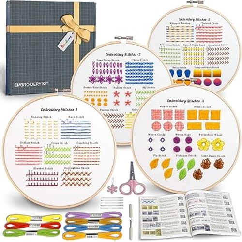 Bradove Classic Embroidery Stitches Practice Kit, Embroidery Kit for Beginners, Beginner Embroidery Kit for Adults, Hand Embroidery Kit for Kids, Stitches Kit