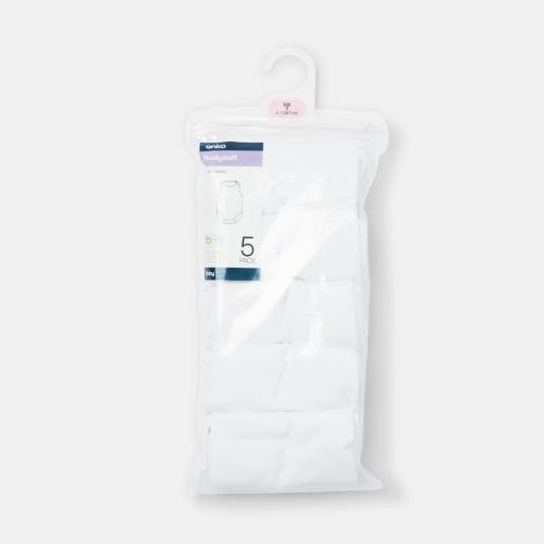 5 Pack Cotton Sleeveless Bodysuits - Kmart