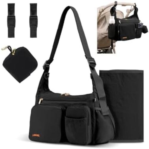 Crossbody Diaper Bag, 2-in-1 Stroller Caddy