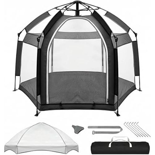 Palopalo Black Pop Up Baby Beach Tent - UPF50+ Sun Protection Canopy & Mosquito Net, Instant Setup Portable Playpen for Indoor & Outdoor Play, Lightweight Pack and Play Yard