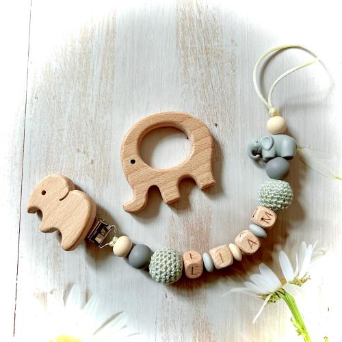 Elephant pacifier clip or set