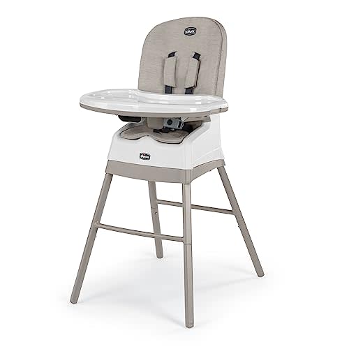 Chicco Stack Hi-Lo 6-in-1 Multi-Use Convertible High Chair, Reclines for Babies and Toddlers, Easy-Clean Baby High Chair Booster Toddler Seat Combo | Sand/Beige