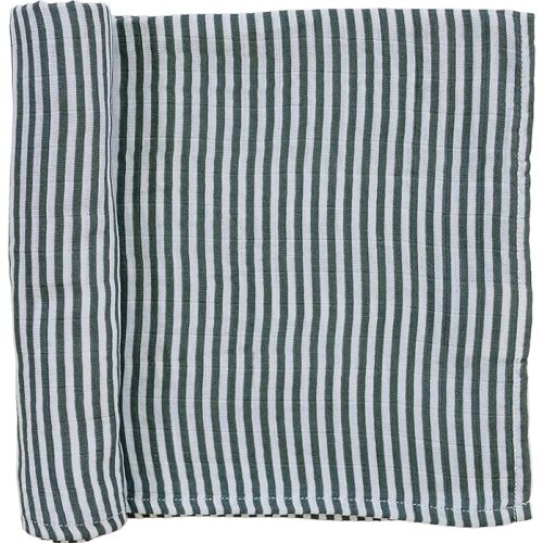 Mebie Baby Vintage Green Stripes Muslin Swaddle, Modern and Neutral Blanket for Baby Girl or Boy, 0-3 Month, Comfy Wrap
