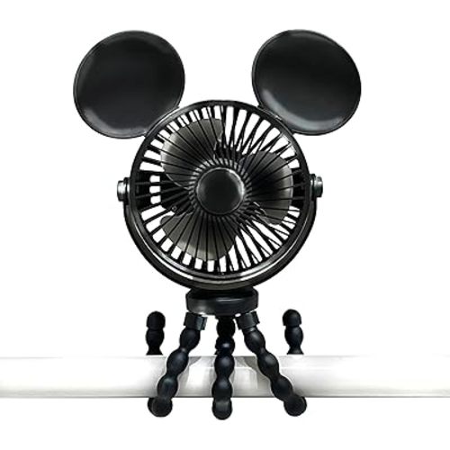 J.L. Childress Disney Baby Mickey Mouse Stroller Fan, Tripod Clip On Fan for Baby & Kids with 3 Speeds & 360 Rotation, use for Car, Travel, Handheld, Portable & Rechargeable, Summer Essential