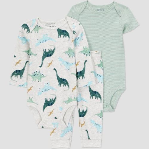 Carter's Just One You® Baby Boys' 3pc Dinosaur Bodysuit Set - Green