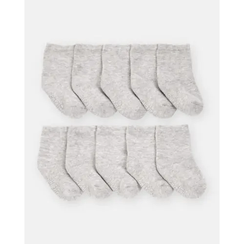 Baby Boy 10-Pack Crew Socks - Grey | Carter's
