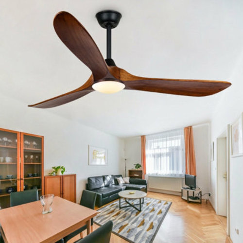 Wrought Studio™ 3 - Blade Modern Solid Wood Ceiling Fan With Light And Remote Control & Reviews | Wayfair