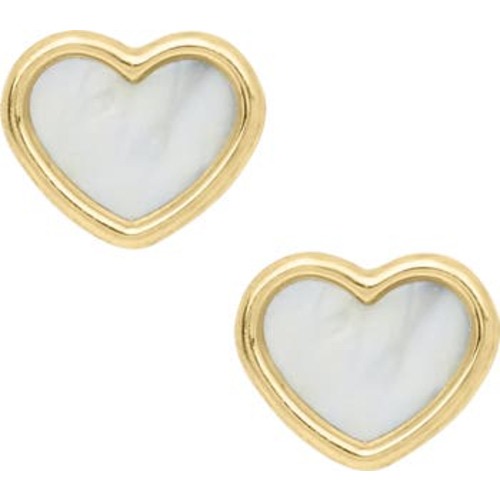 14K Gold & Mother-of-Pearl Heart Stud Earrings