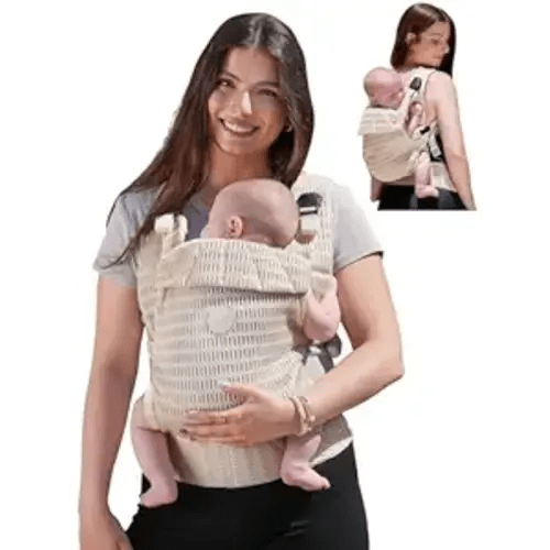 GROWNSY Baby Carrier Newborn to Toddler (7-44lbs), Ergonomic & Cozy Wraps Carrier with One-Click Buckle, Head Support for Hands-Free Comfort, Design for Infant to Toddler, Almond Beige