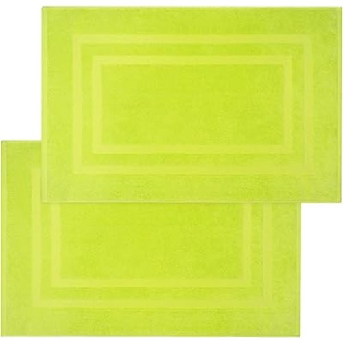 Luxury 100% Cotton Bath Mats for Bathroom | Set of 2 Modern Design Apple Green Bath Mat | Machine Washable & Eco-Friendly with a Soft & Absorbent Underfoot for Comfort