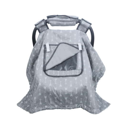 ICOPUCA Baby Car seat Cover Carseat Canopy babies Carrier covers 2 layers for baby gray,with white dotted minky
