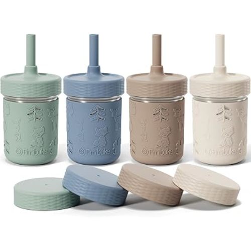 Fimibuke Toddler Cups Spill Proof, 8 OZ Stainless Steel Sippy Cups for Kids
